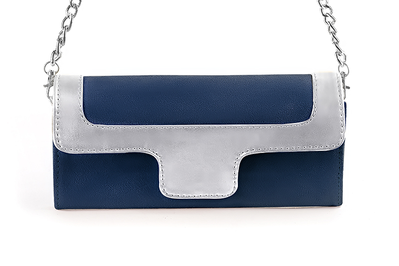 Light silver and navy blue matching shoes and clutch. Wiew of clutch - Florence KOOIJMAN